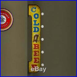 American Art Decor Cold Beer Vintage Bar Decor Distressed Metal LED Sign Marquee