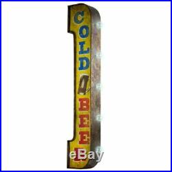 American Art Decor Cold Beer Vintage Bar Decor Distressed Metal LED Sign Marquee