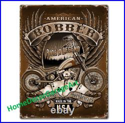 American Bobber Motorcycle Metal Sign, 3 Sizes Vintage Style Garage Art