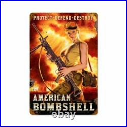 American Bombshell Military Fighter Pin Up Metal Sign by Greg Hildebrandt