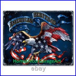 American Heritage Eagle Metal Sign, 3 Sizes, Vintage Style Garage Art