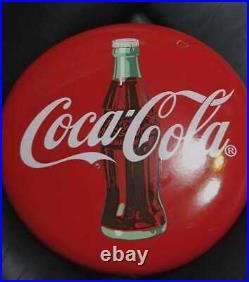 Antique Drink Coca Cola Metal Button Round Porcelain Sign Vintage Retro Red
