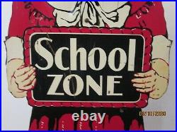 Antique School Zone/Crossing Guard 2-sided metal sign withstand vintage 1930-40's