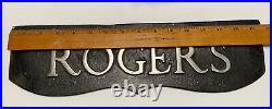 Antique Vintage Cast Aluminum Rogers Surname Mailbox House Sign 15 1/2 L