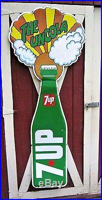 Antique Vintage Huge Metal 7 Up Soda Bottle Sign USA Cap Art Advertising Graphic