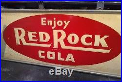 Antique Vintage Red Rock Cola Tin Advertising Sign Metal General Store Coke Coca