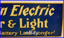Antique Vintage Western Electric Power and Light Advertising Sign Metal Enamel
