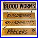 Antique_Vtg_1950s_Fishing_Bait_Tackle_Worms_Sign_Metal_Double_Sided_Hunting_Game_01_ar