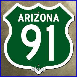 Arizona US route 91 Virgin River I-15 highway marker road sign green 1960 16x16