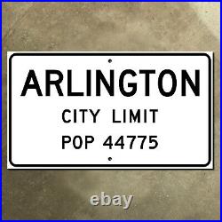 Arlington Texas city limit road sign street highway 1956 DFW 21x12