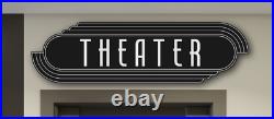 Art Deco Vintage Style Home Theater Sign Man Cave Cinema Billiards Customizable