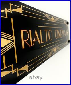 Art Deco Vintage Style Home Theater Sign Man Cave Cinema Billiards Customizable Art Deco Vintage Style Home Theater Sign Man Cave Cinema Billiards Customizable