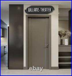 Art Deco Vintage Style Home Theater Sign Man Cave Cinema Billiards Customizable