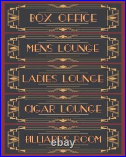 Art Deco Vintage Style Home Theater Sign Man Cave Cinema Billiards Customizable Art Deco Vintage Style Home Theater Sign Man Cave Cinema Billiards Customizable