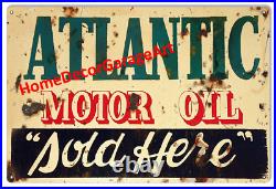 Atlantic Motor Oil Lubrication Metal Sign, 3 Sizes Aged Vintage Style Garage Art Atlantic Motor Oil Lubrication Metal Sign, 3 Sizes Aged Vintage Style Garage Art