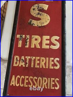 Atlas Tires Batteries Metal Advertising Ad Red Vintage Original Standard Oil Co