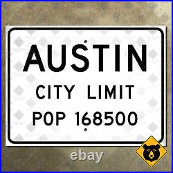 Austin Texas city limit highway marker road sign 1956 20x15