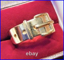 Authentic Designer Signed Vintage GUCCI Italy Gold Buckle Band Scarf Ring