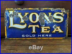 Authentic Original Lyons Tea enamel sign Metal Vintage Advertising 49 x 24cm