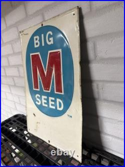 BIG M SEED SIGN Vintage from Midwest Farm Used 21 High X 14 Wide Metal Rust