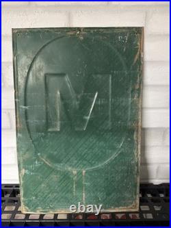 BIG M SEED SIGN Vintage from Midwest Farm Used 21 High X 14 Wide Metal Rust