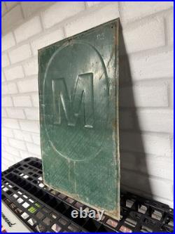 BIG M SEED SIGN Vintage from Midwest Farm Used 21 High X 14 Wide Metal Rust