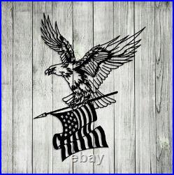 Bald Eagle American Flag Veteran Metal Wall Art, Veterans Day Gift, Patriotic Gift