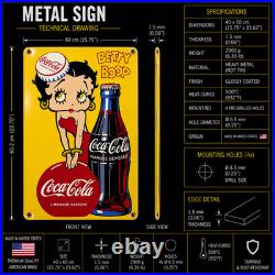 Betty Boop Coca-Cola Vintage Rusty Heavy Metal Sign 40 × 60 cm (15.7 × 23.6)