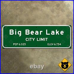 Big Bear Lake California city limit welcome highway road sign 1959 30x10
