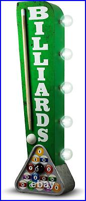 Billiards Pool Hall Reproduction Vintage Advertising Sign Battery Powered LED