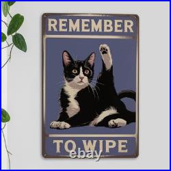 Black Cat Sign Aluminum Sign Vintage Bathroom Wall Decor Multiple Sizes
