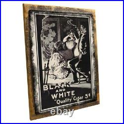 Black and White Quality Cigar Vintage Ad Metal Sign Decor for Mancave, Gameroom