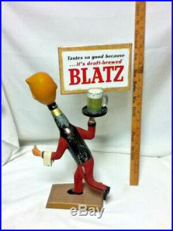 Blatz beer sign 1950'S running waiter bottle guy man statue vintage metal AX7