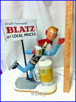 Blatz beer sign 1950 s bottle guy ice skater statue metal vintage bar figure ME3