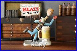 Blatz beer sign 1950 s bottle guy ice skater statue metal vintage bar figure Mug
