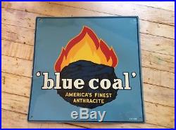 Blue Coal Sign Vintage Metal 1952