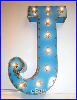 Blue J Vintage Industrial Metal Marquee Movie Lights Signs & Letters Custom