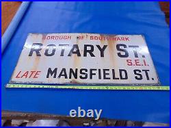 Borough Southwark metal sign rotary st. Late Mansfield vintage porcelain London
