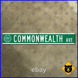 Boston Commonwealth Avenue marker road sign University city seal one-sided 30x4