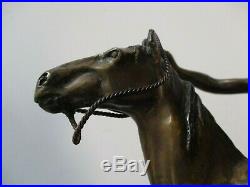 Bronze Metal Sculpture Native American Indian Chief Horse Vintage Signed Statue