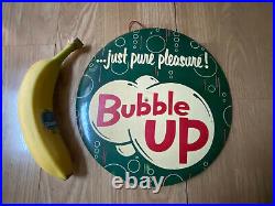 Bubble UP 9 Round Metal Soda Country Store Display Vintage Advertising, Old