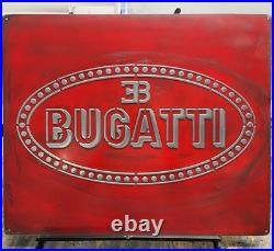 Bugatti Vintage Metal Wall Art Sign 20x24 Handmade Cast Aluminum Relief