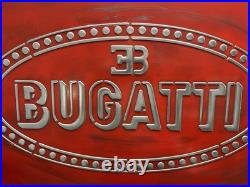 Bugatti Vintage Metal Wall Art Sign 20x24 Handmade Cast Aluminum Relief
