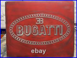 Bugatti Vintage Metal Wall Art Sign 20x24 Handmade Cast Aluminum Relief