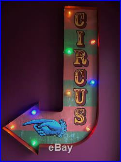 CIRCUS arrow illuminated carnival fair sign light vintage wedding gift led V183