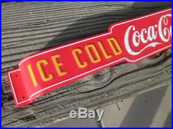 COCA COLA DOOR PUSH ICE COLD BOTTLES METAL COOL old school look Advertising