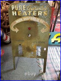 C. 1940s Original Vintage Pure Guaranteed Heaters Display Sign Metal Ford Special
