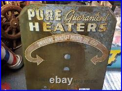 C. 1940s Original Vintage Pure Guaranteed Heaters Display Sign Metal Ford Special