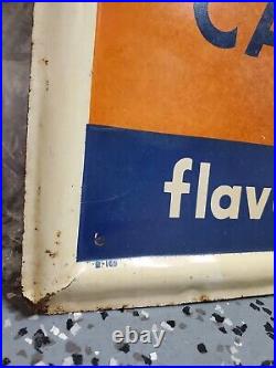 C. 1950s Original Vintage Orange Crush Sign Metal Embossed Soda Crushy Coke RARE