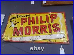 C. 1950s Original Vintage Phillip Morris Smoking Cigarette Tobacco Metal Sign